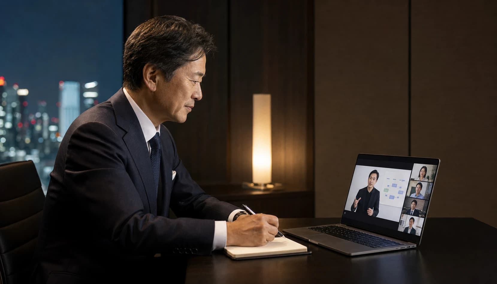 オフィスからAIHUBのオンラインQA会へ参加する代表